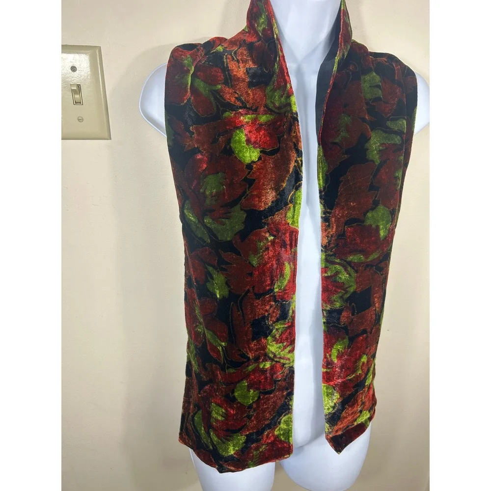 VTG Accessory Street Scarf Womens Moody Floral Velvet Burnout Silk Blend Devore